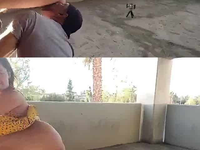 oriental bitch met walking drilled in car garage