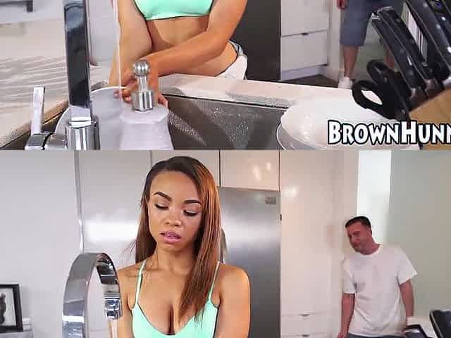 Trio sex with youthful Black cuties