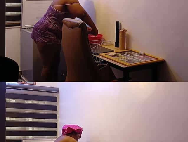 Domestic Duties: Ebony Fat Ass Babe Bending Over