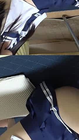 No Bra Apron-style Miniskirt Student Uniform, Micro Thong Wedgie, Socks, Skinny Cute Japanese Girl's Sexy Room Fitness