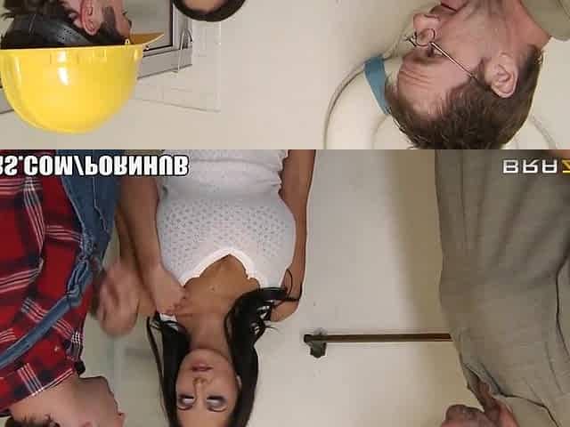 Excited brunette hair wife Ava Addams screws her home contractor