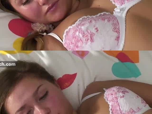 Seductive teen playgirl taking off her hot outfit and playing with snatch