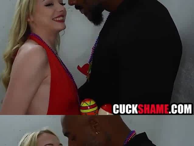 Wife bangs a ebony bartender in front of cuckold spouse