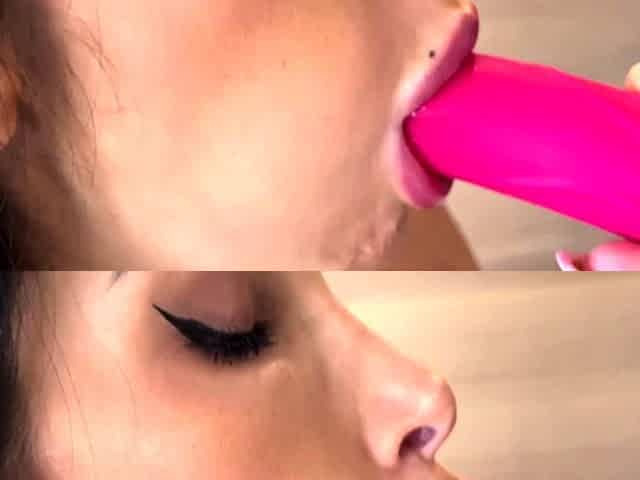 Anal babe with a big toy