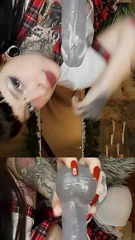 Gothschoolgirl Riding Dildo