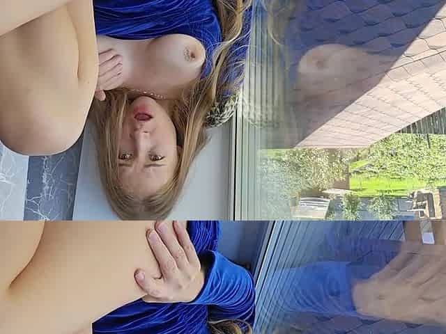 Public Masturbation And Orgasm By The Window. White Juice Flows From The Pussy!