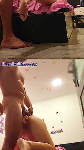 Preggy fitness Blond with lengthy legs on Hotel Room