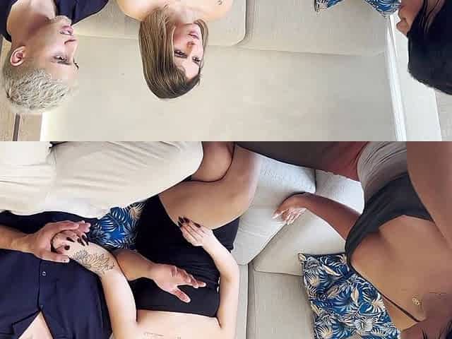 Curvy Latina bitches share cumshot after steamy FFM