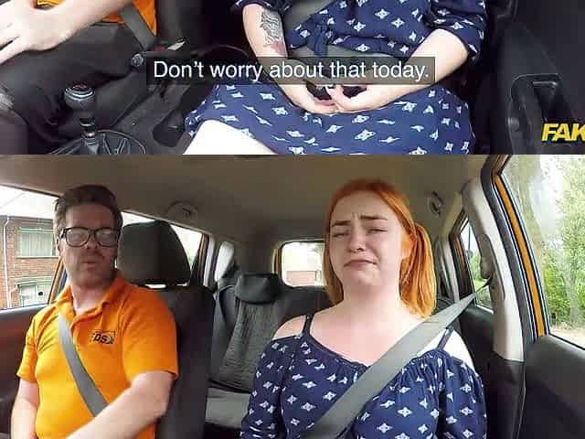 This ginger hotty has a giant white butt - Fake Driving Schooll