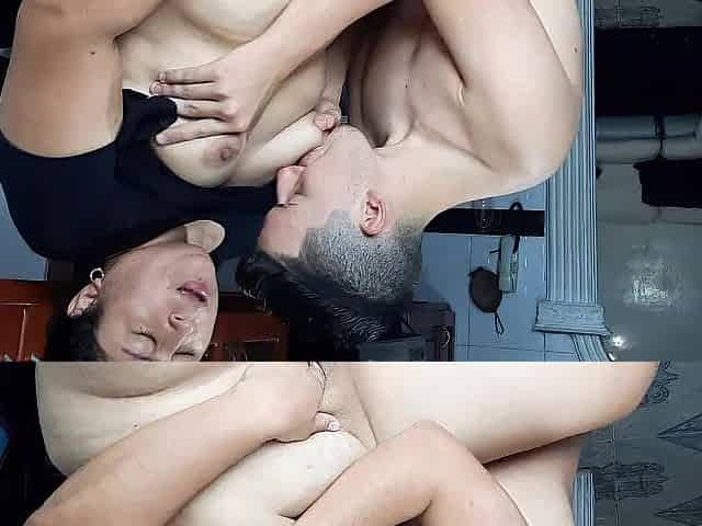 I masturbate in the kitchen whilst my stepbrother is in the living room. Part two. This chab sucks my moist puss