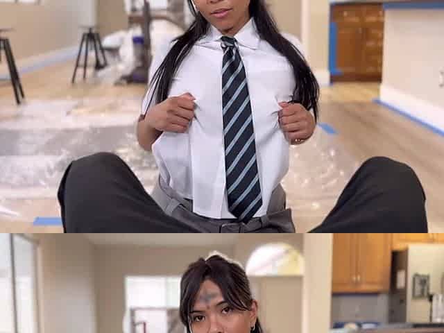 Blameless Catholic Cutie in Uniform Gets a Facial