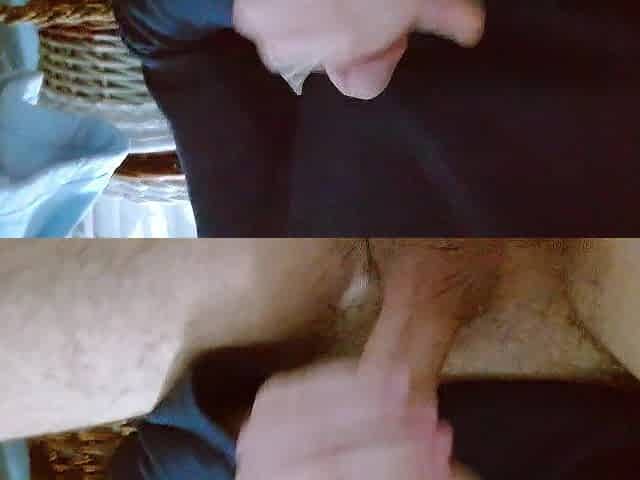 Teen male jerks off and leaks cum shots in his sweater