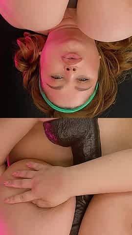 Busty Goddess Fucks Her Massive Breasts with Big Black Dildo