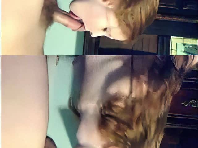 obedient redhead gives her master a deepthroat blowjob