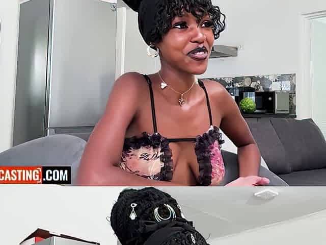 This LARGE BREASTS BLACK TEEN let me stretch her TAUT SNATCH for a chance at modeling in America