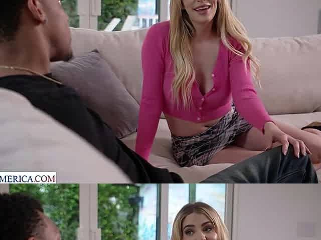Busty blonde Graycee Baybee thanks her hero and lets him jizz all over her pretty face