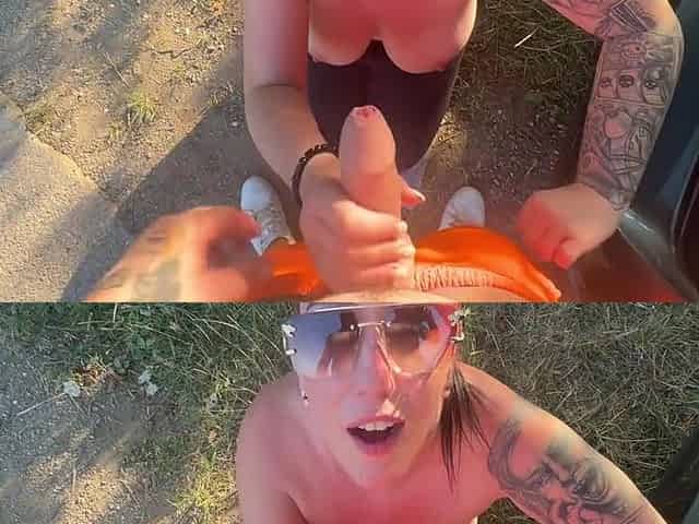 Outdoor Blowjob In The Middle Of The Way