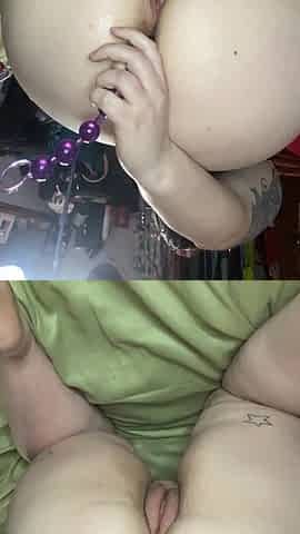 Slow motioned putting in anal beads