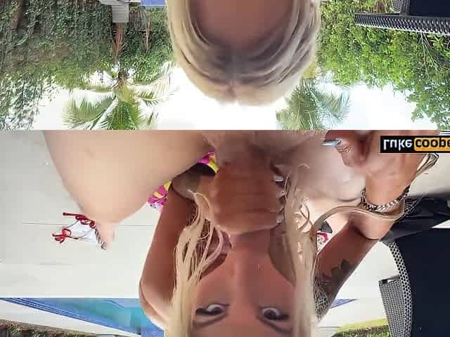 Hot Blonde Stepmom Fucks Me Home Alone By Pool - Sarah Harlow - Luke Cooper