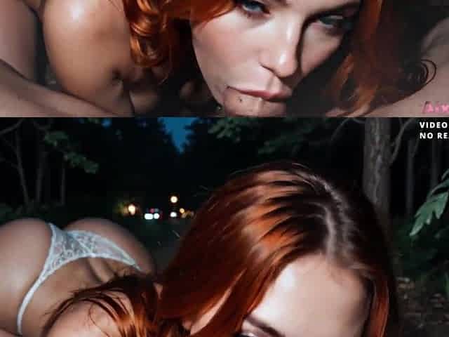 Nice-looking Redhead Floozy Sucks My Weenie And Bangs In The Forest [AI Generated]