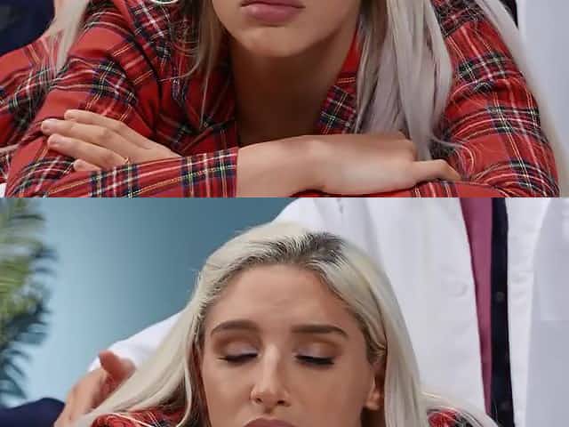 Blonde with great ass inserts holes for fucking with doctor