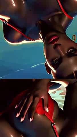 4K 100% Ai Generated 3D Soft Looping Pmv: Dark-skinned Thick Ass Gentle Twerk on Tropical Beach in Sexy Bikinis