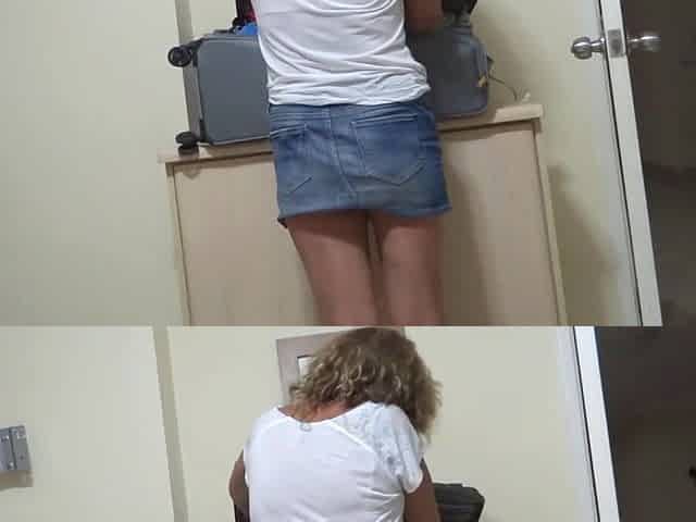 My Wife on Vacation at the Beach Cheats on Me with Her Boss, She Masturbates, Cum on Her Hairy Pussy