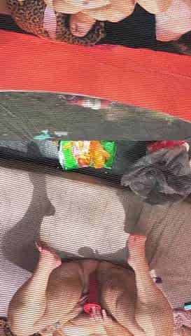Dirty Stranger Walks by Watching This Slut Slip Dildo Inside