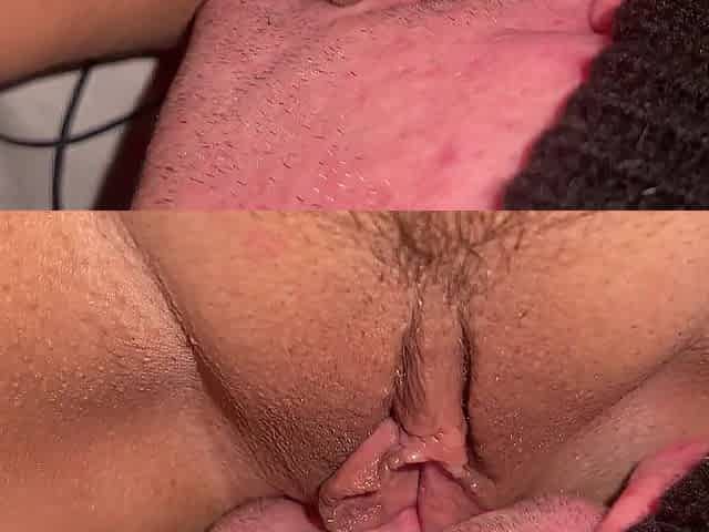Licking the giant labia of a older mama