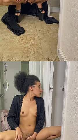 Step Mamma Spies on Step Son in the Shower and Masturbates Watching Him!