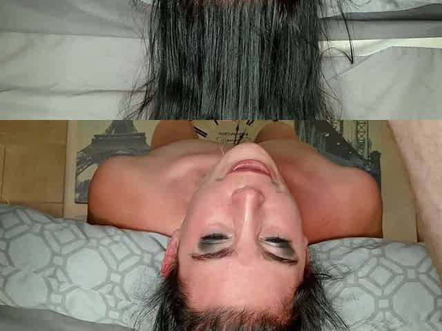 Closeup Upside Down Deepthroat Face Fucking, Throatpie