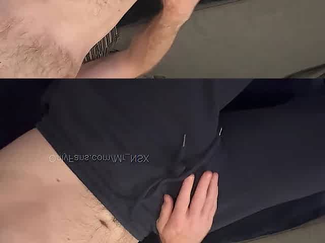 Jerking off to po*n on a indeed humid evening. Jerking my large jock until I cum over myself