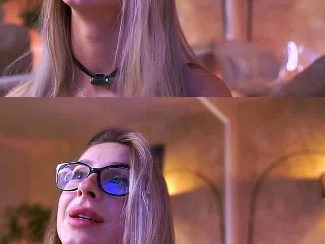 Sexy Blonde in Glasses Teases Nude on Webcam Show