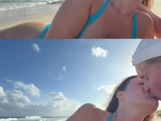 Stunning blonde gets fucked by a big cock boyfriend on the public beach
