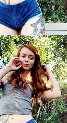 Amateur redhead fully nude on bed and masturbating