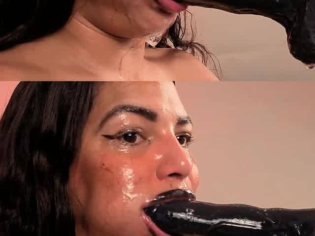 Stretching My Mouth Cock Deep Into My Devilish Throat, Uvula, Big Mouth, Long Tongue, Big Tits, and Saliva on My Face
