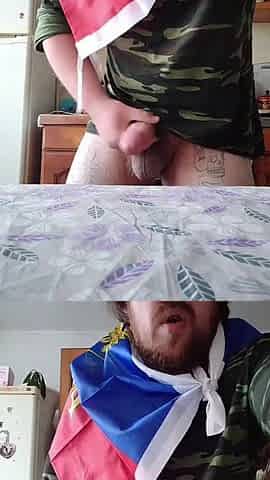 Large Russian schlong cums during masturbation! New cum in the throat and on the face of this hungry homo guy
