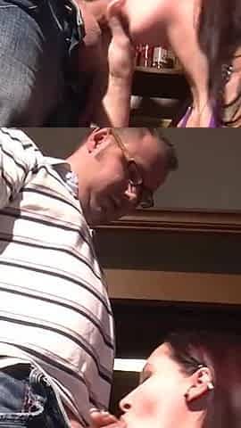 Tattooed couple pussy fucking in the kitchen