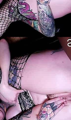 Double Creampie Tatted White Slut