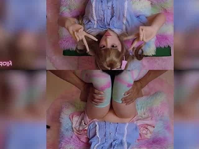 Ahegao facial cum on my cute doll 05