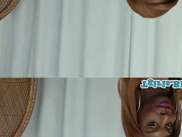Stroking black t-girl filmed in closeup