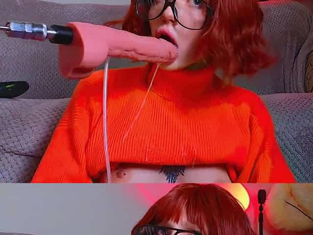 Velma is draining your Balls - Immodest and Sloppy Oral with a Screwing Machine