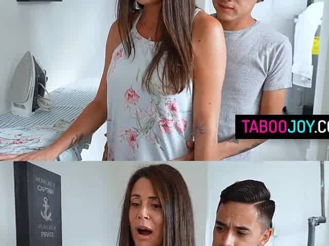 Brunette hair stepmother ask her stepson to bang her moist vagina from behind
