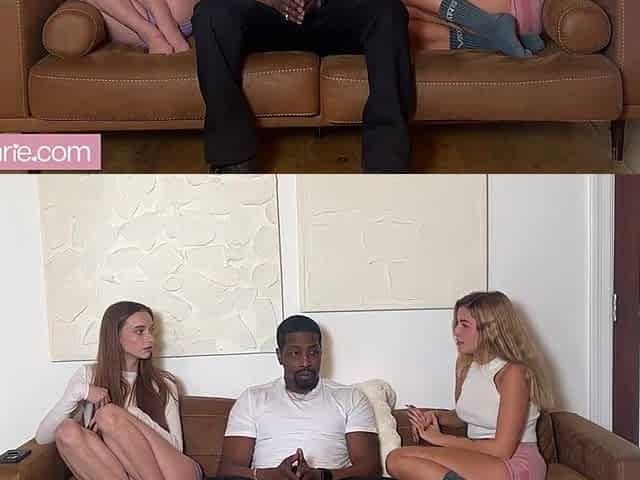 Lascivious BFFs Melanie Marie And Agatha Vega Share Large Ebony Wang In Nasty Interracial 3some