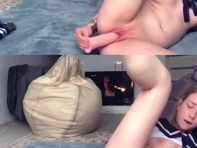 teen Cosplay of Japanese Schoolgirl Sucks Cock and Cums