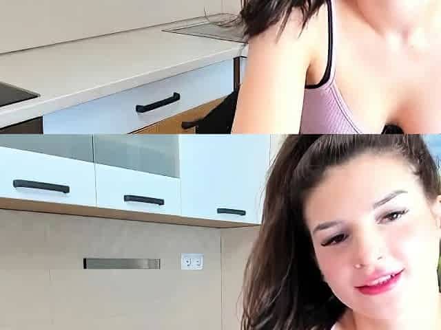 Cute curly brunette solo webcam masturbation