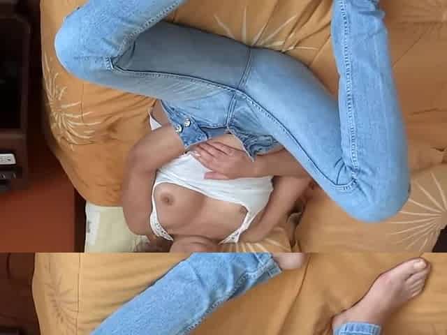 I Take Down My Jeans, Show My Hairy Pussy and Masturbate Before Getting Fucked