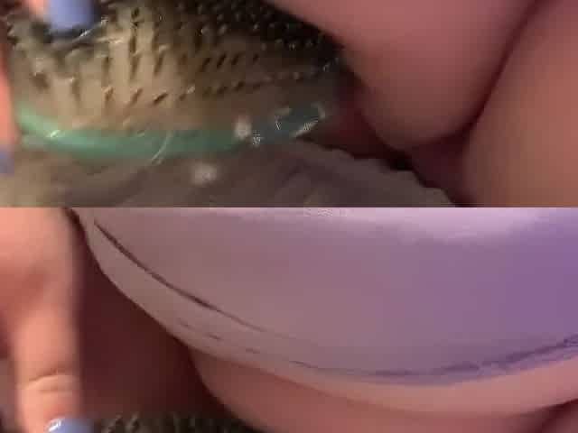 Cunt drilled by Hairbrush