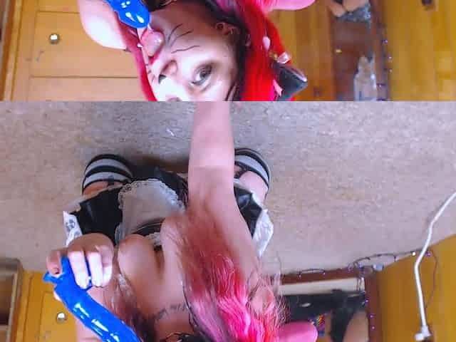 Amateur redhead poses and masturbates with toys
