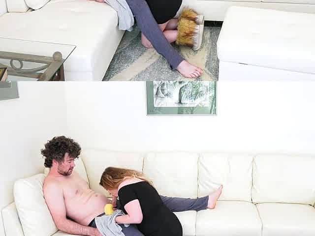 fussy stepmom cleans stepson's dick
